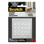 Scotch Bumpers, Clear, Round, 1/2 in. Diameter, .06 lbs, Reduces Noise for Cabinets, 40 Pads
