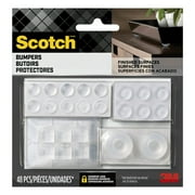 Scotch Bumpers Value Pack, Assorted Shapes, Clear, 48 Bumpers