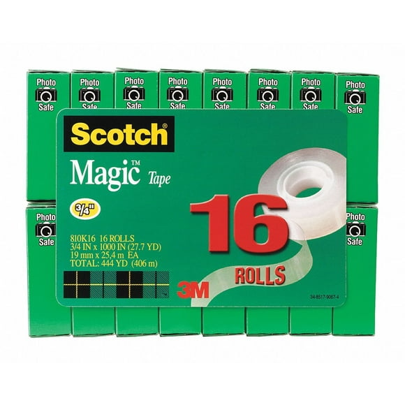 Scotch Cellulose Acetate Office Tape with Synthetic Acrylic Adhesive; Includes (16) Rolls - 810K16