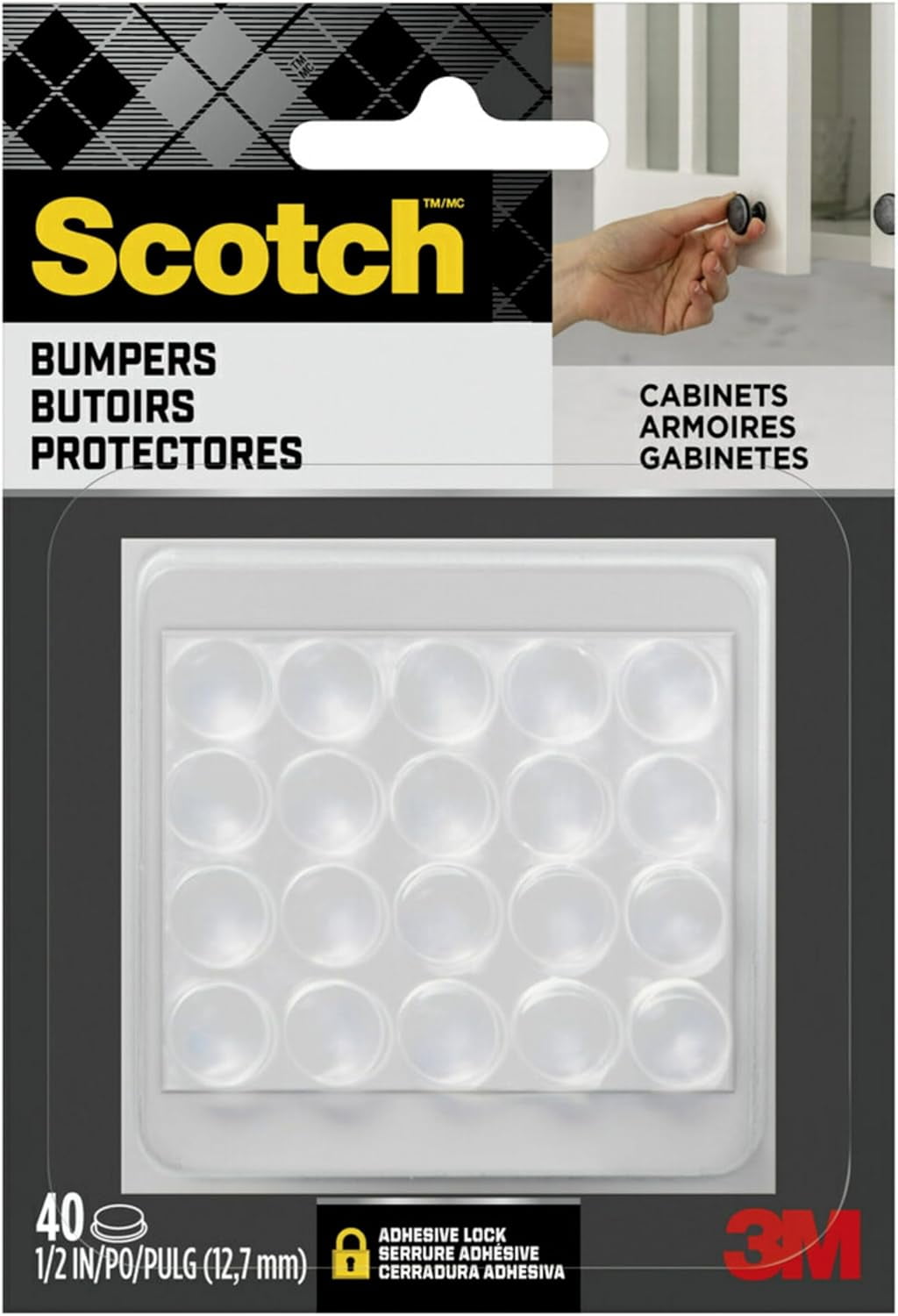 Scotch Clear Adhesive Bumper Pads 40 PCS, SelfStick Rubber Pads 1/2