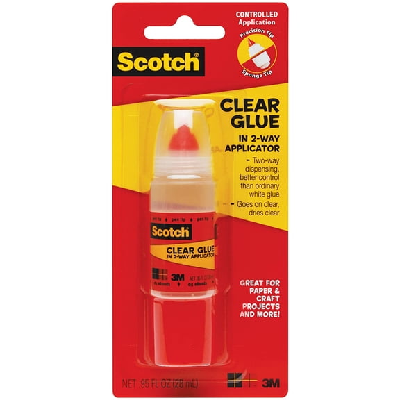 Scotch Clear Glue Precision Tip, 2-Way Applicator, 0.95 FL OZ