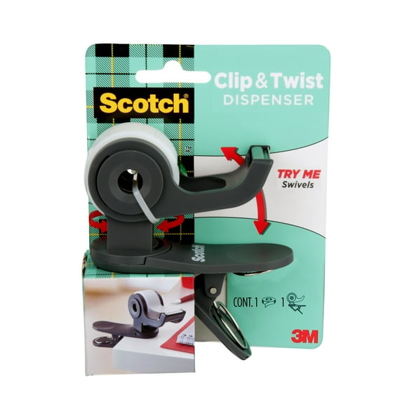 Scotch Clip & Twist Dispenser, Clip to Tables, Desks, Monitor Stands
