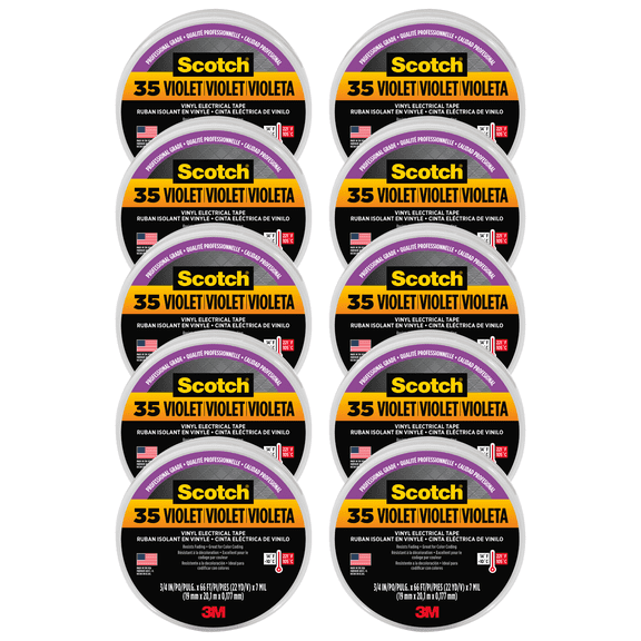 Scotch Color Coding Vinyl Electrical Tape: 3/4 in. x 66 ft. (Violet Purple) [5-pack]