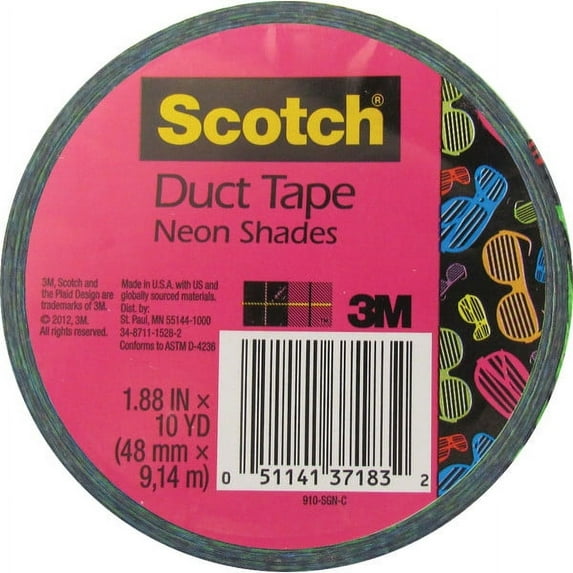 Scotch® Colored Duct Tape, 1 7/8" x 10 Yd., Neon Sunglasses