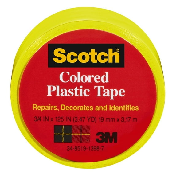 3M Company 3/4" x 125" Colored Plastic Tape - Yellow