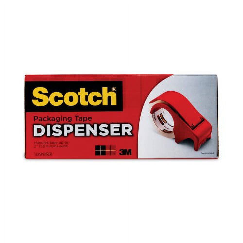 Scotch Compact and Quick Loading Dispenser for Box Sealing Tape, 3" Core, For Rolls Up to 2" x 60 yds, Red, Each