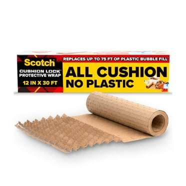 Scotch Cushion Lock Protective Wrap, 30 ft. Roll, Equivalent to 75 ft. Bubble Wrap, Brown, 1 Wrap