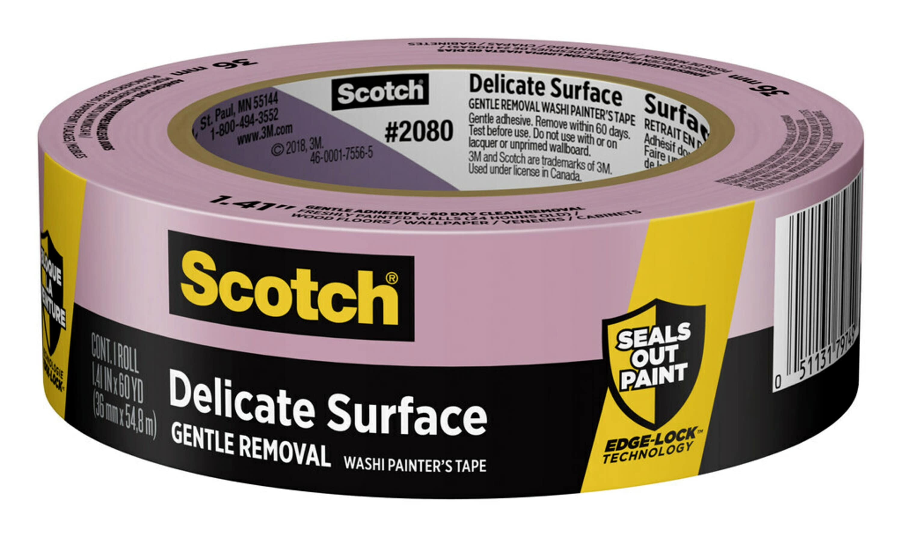 Scotch Delicate Surface Painter's Tape, Purple, 1.41 in x 60 Yds, 1 Roll