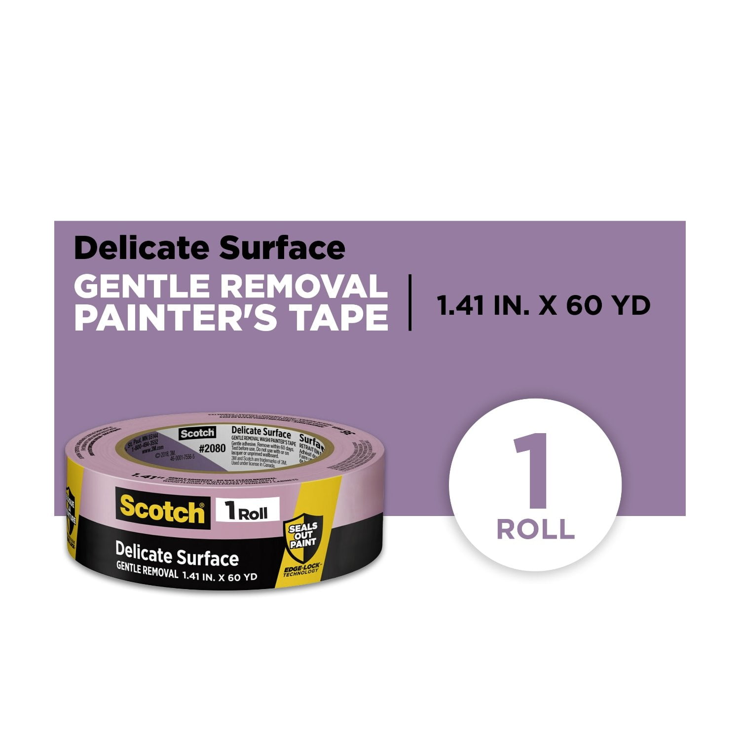 Scotch Delicate Surface Painter's Tape, Purple, 1.41 in x 60