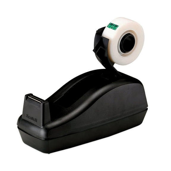 Scotch Deluxe Desktop Tape Dispenser, Heavily Weighted, Attached 1\" Core, Black