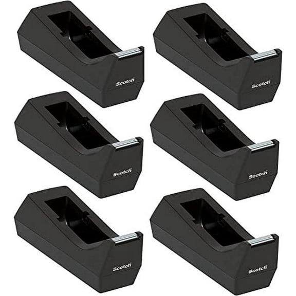 Scotch Manual Tape Dispenser, Desk, 1 In. Core - Black - 6 Pack