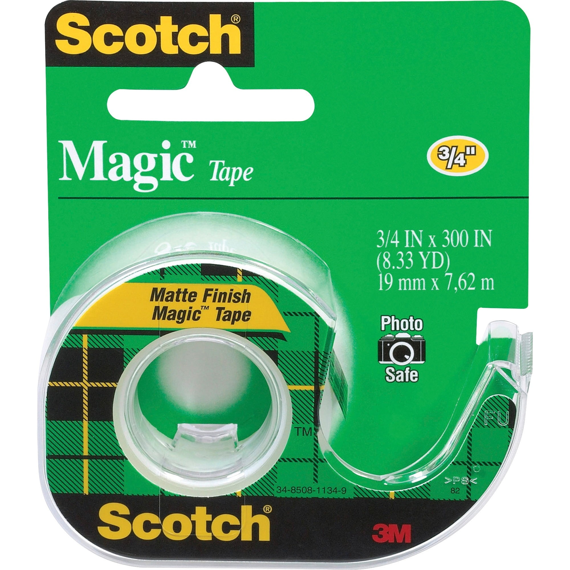 Scotch Dispensing Matte Finish Magic Tape - 25 Ft Length X 0.75" Width - Dispenser Included - Handheld Dispenser - 12 / Box - Clear
