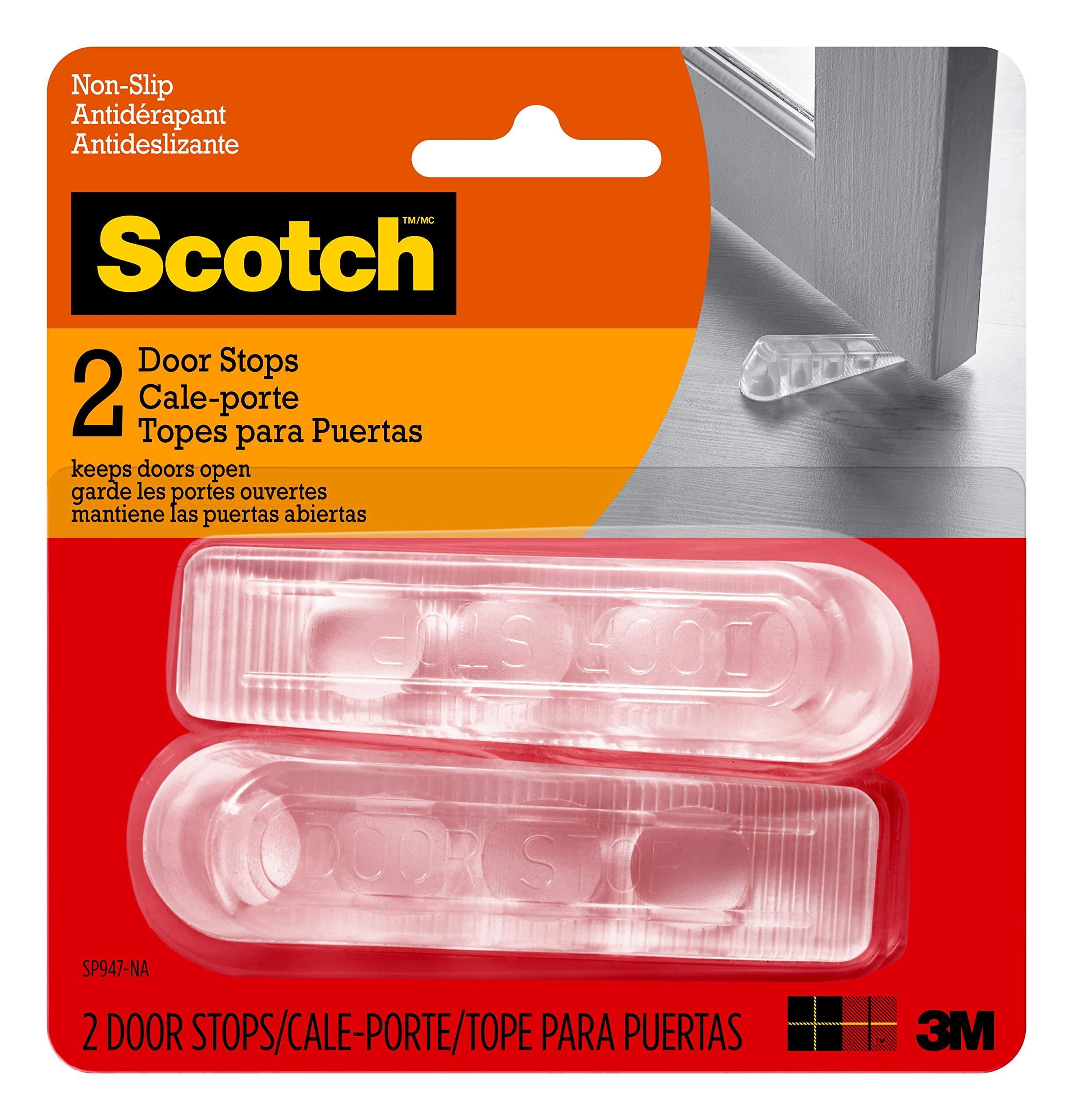 Clear Rubber Non-Slip Door Stop Wedge, 2 Pack