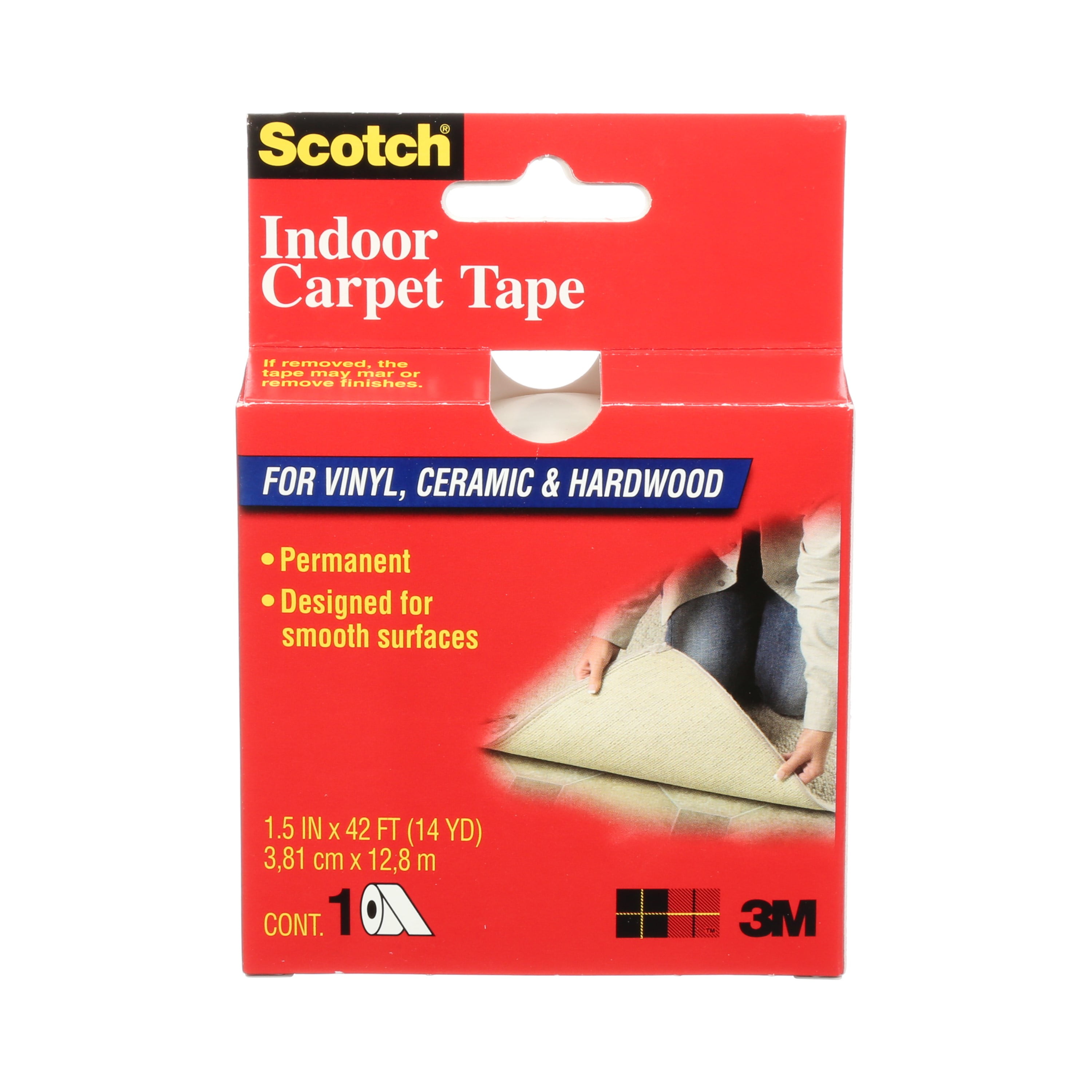 Scotch Double-Sided Carpet Tape CT2010, 1.5 in x 42 ft (38,1 mm x 12,8 m), Carpet Tape