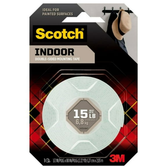 Scotch Double-Sided Indoor Mounting Tape 0.5 in x 2.2 yds (Pack of 5)