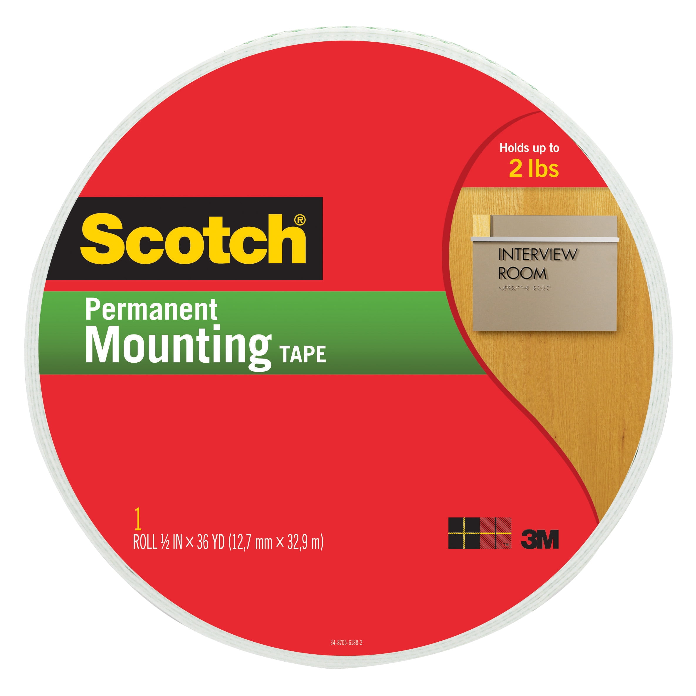 Scotch Heavy Duty DoubleSided Adhesive Permanent Mounting Tape, 3/4 in