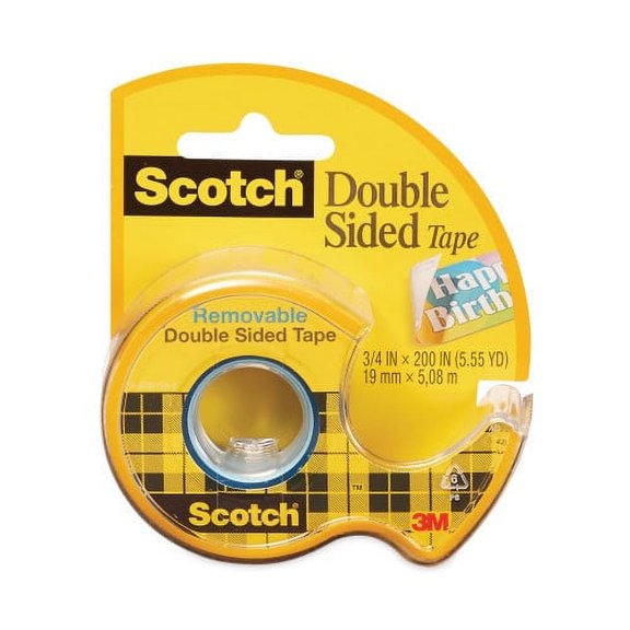 Scotch Double-Sided Removable Tape in Handheld Dispenser, 1" Core, 0.75" x 33.33 ft, Clear, Each