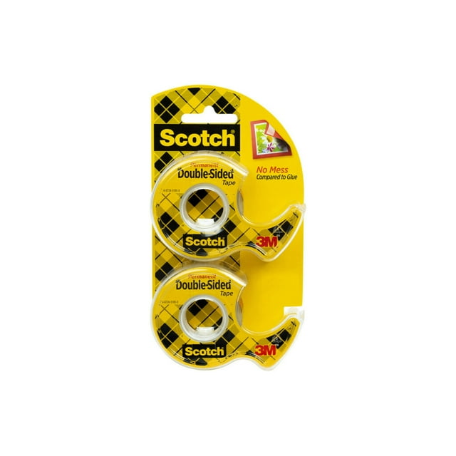 Scotch Double Sided Tape, 0.5 in. x 400 in., 2 Dispensers/Pack