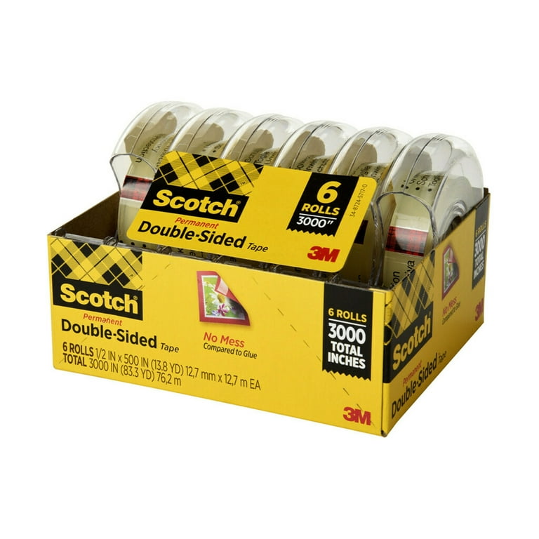 Scotch Double Sided Tape, 1/2 in x 500 in