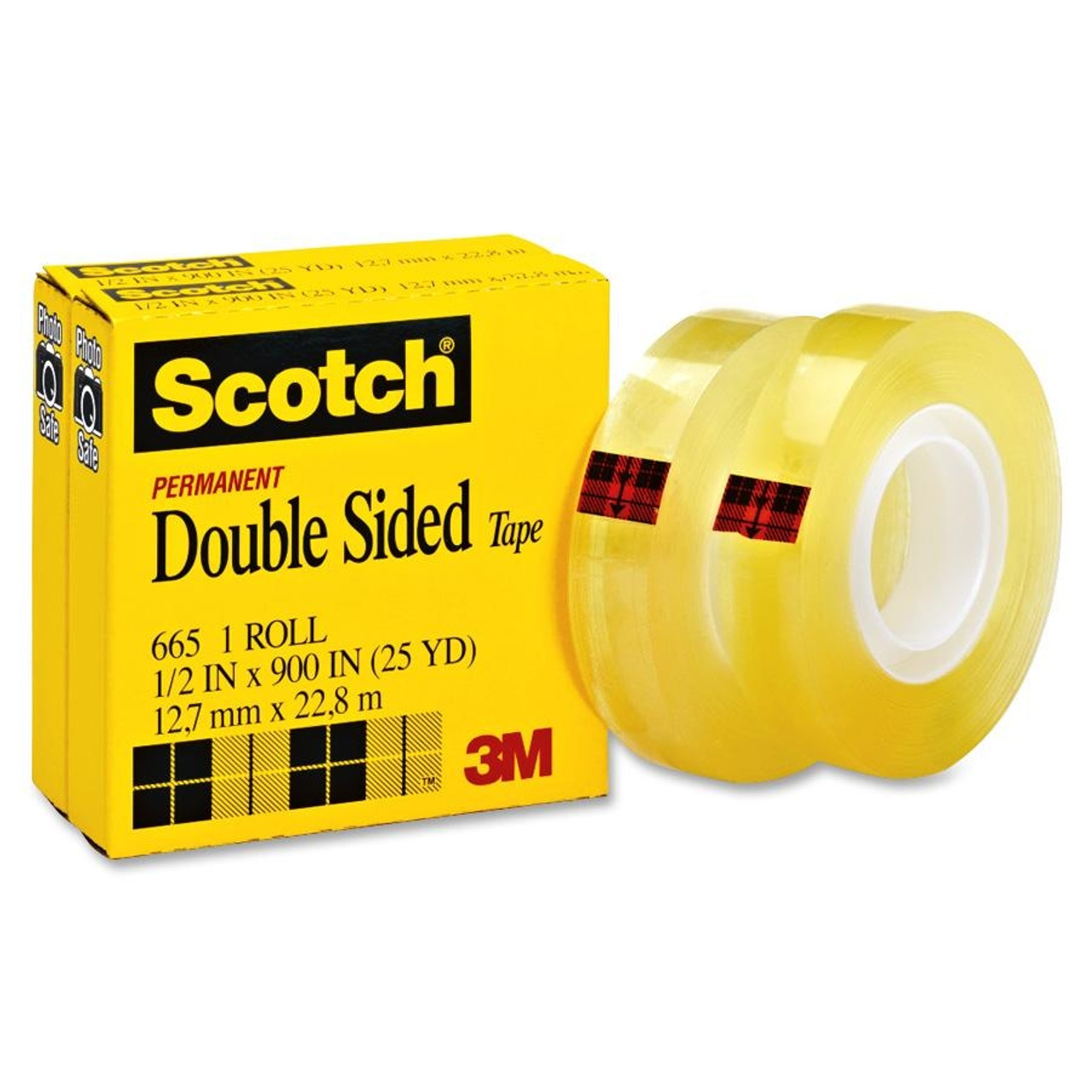 Scotch Double Sided Tape 0.50" Width X 75 Ft Length 1" Core