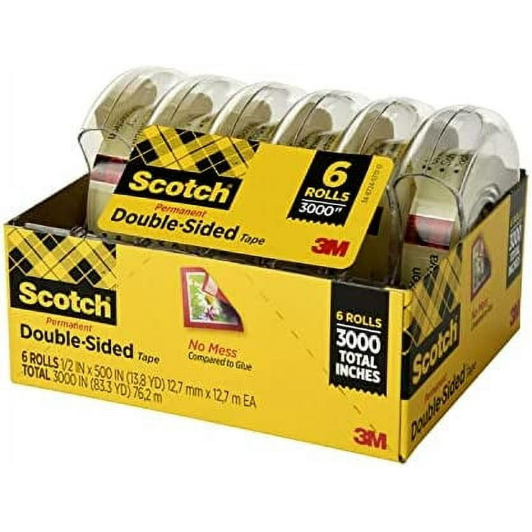 Scotch 237 Permanent Double Sided Tape 34 x 300 Clear Pack of 2 rolls -  Office Depot