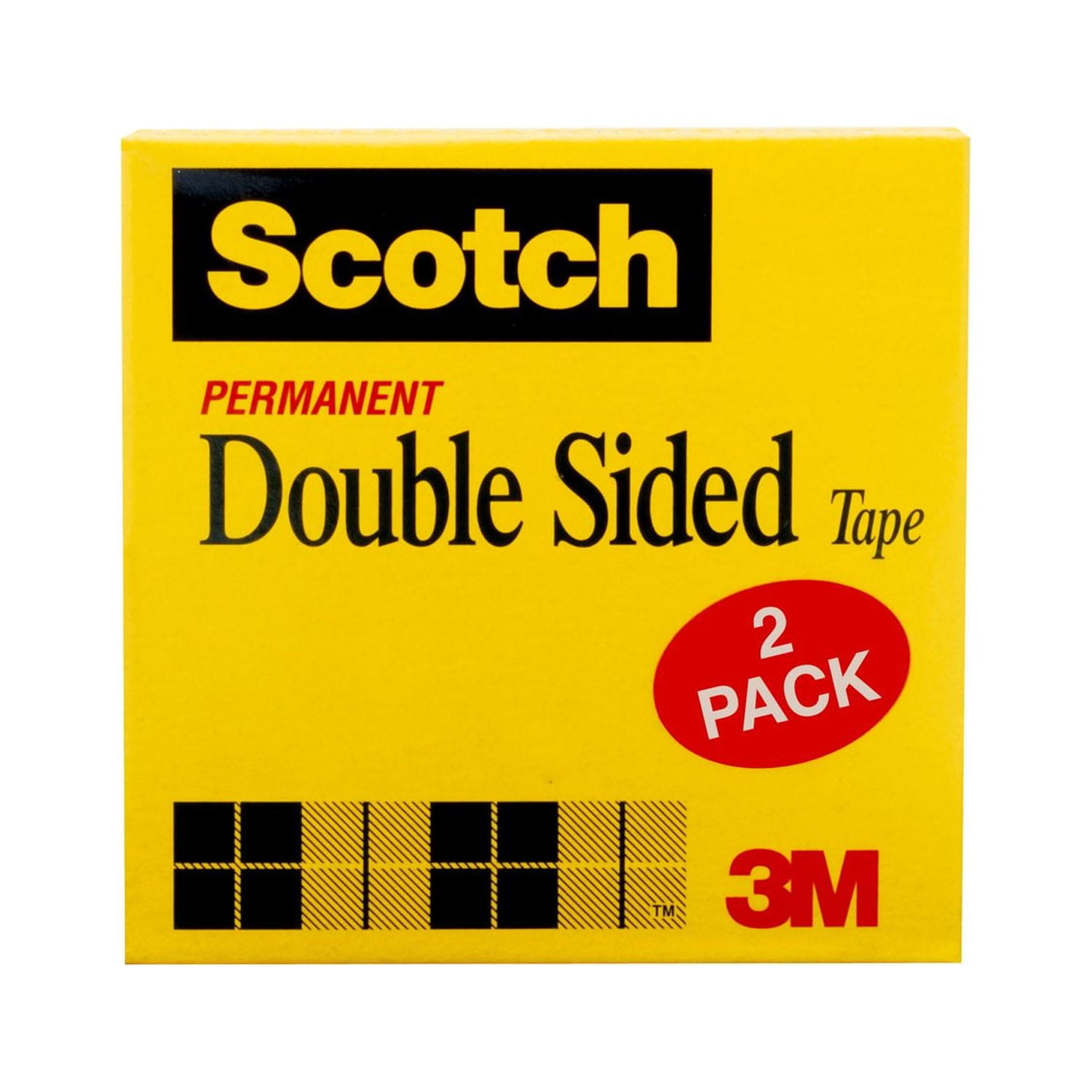 Scotch Double Sided Tape, 1/2 in. x 500 in., Permanent, 2 Boxes/Pack 