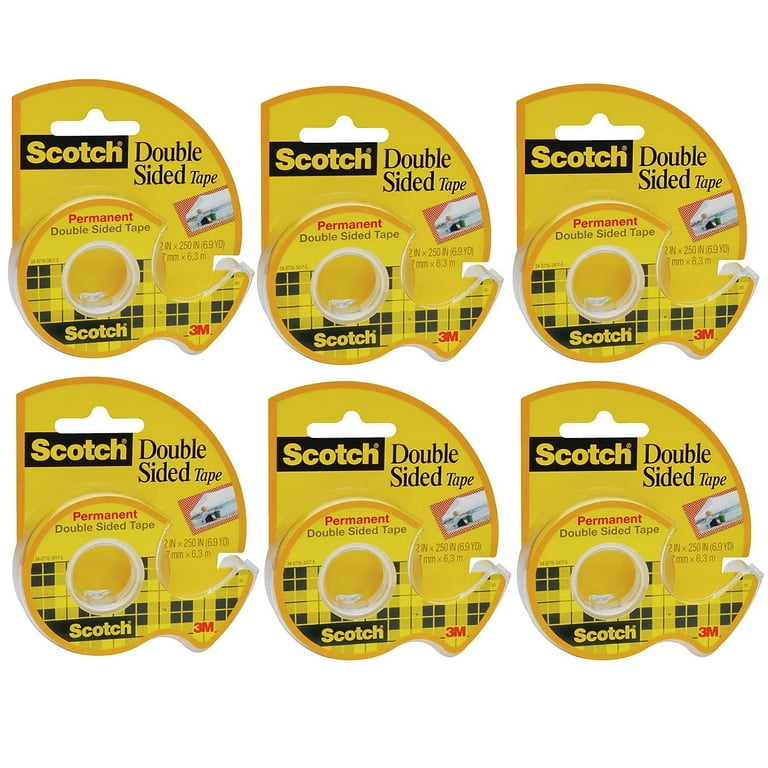 Scotch Double Sided Tape 1/2 x 6.9 Yards Clear 6 Rolls (MMM136-6