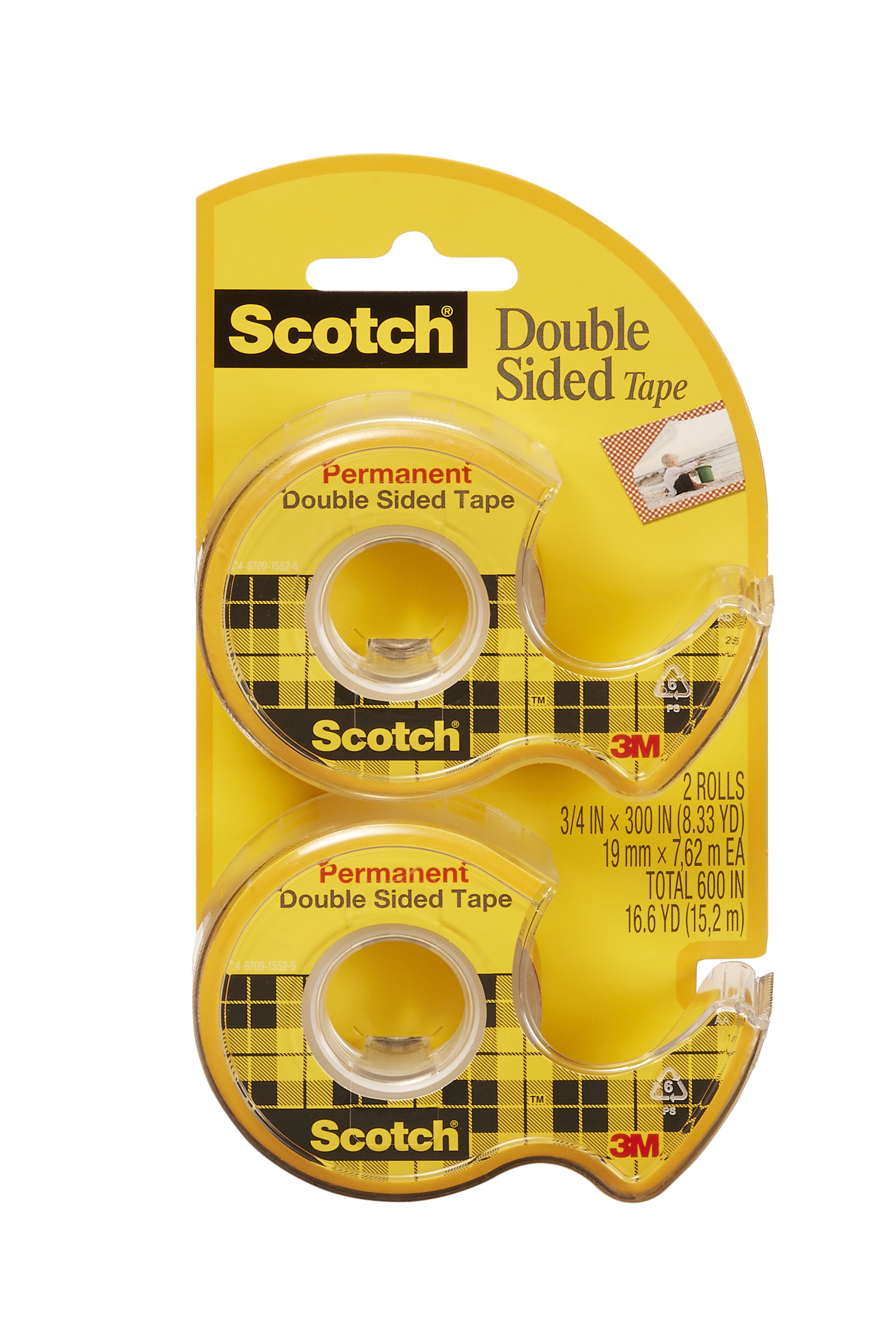 Scotch Double Sided Tape 237DM-2, 3/4 in x 300 in