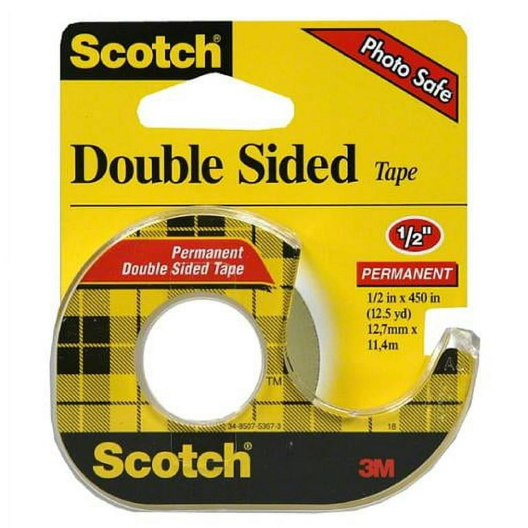 Scotch Permanent Double-Sided Stick Tape, 1/2 Inch x 450 Inch, 1 Ea
