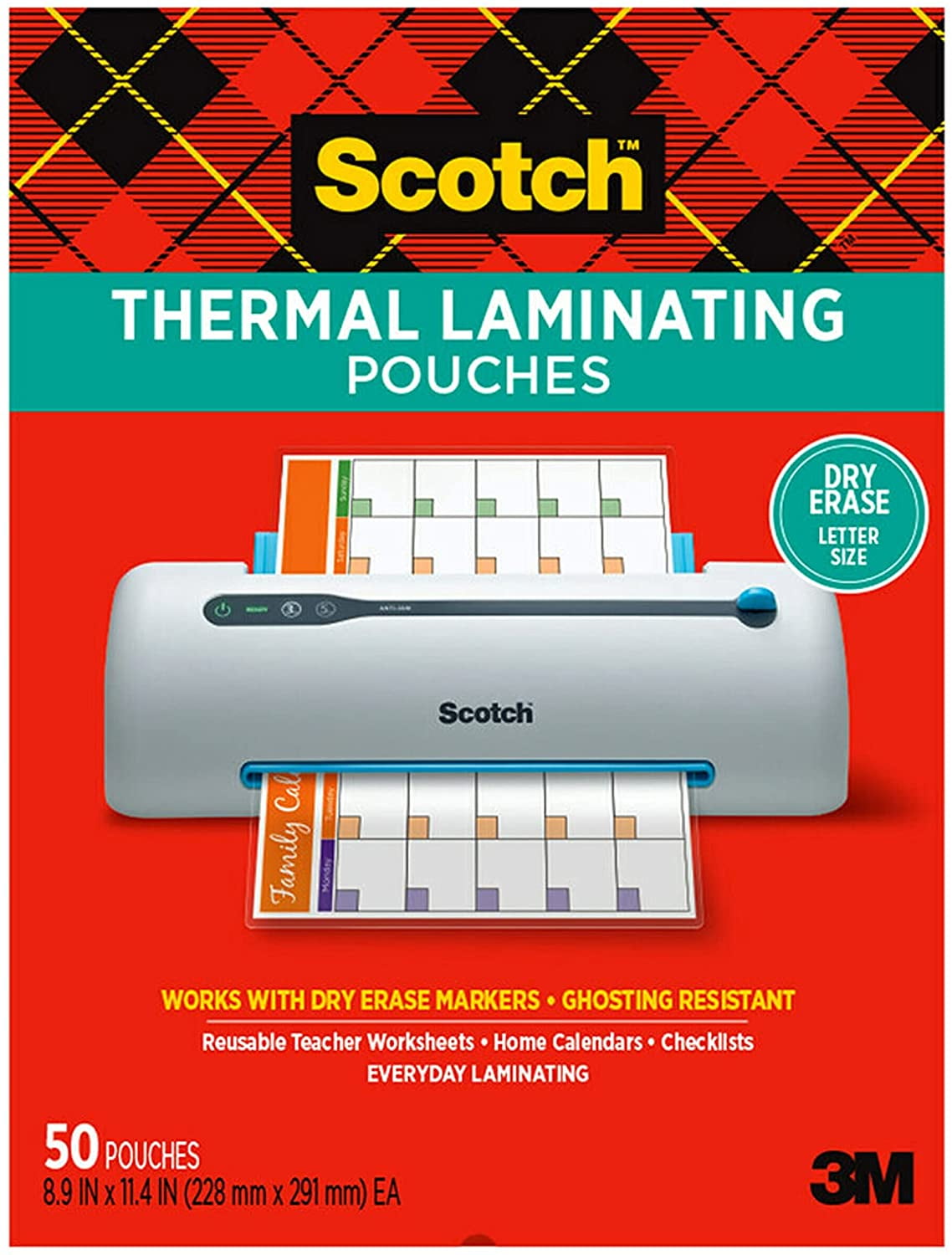 Scotch Dry Erase Thermal Laminating Pouches, 50Pack, Works with Dry