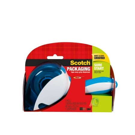 Scotch® Easy-Grip Clear Sure Start Shipping Packaging Tape Dispenser, 1.88 in x 600 in