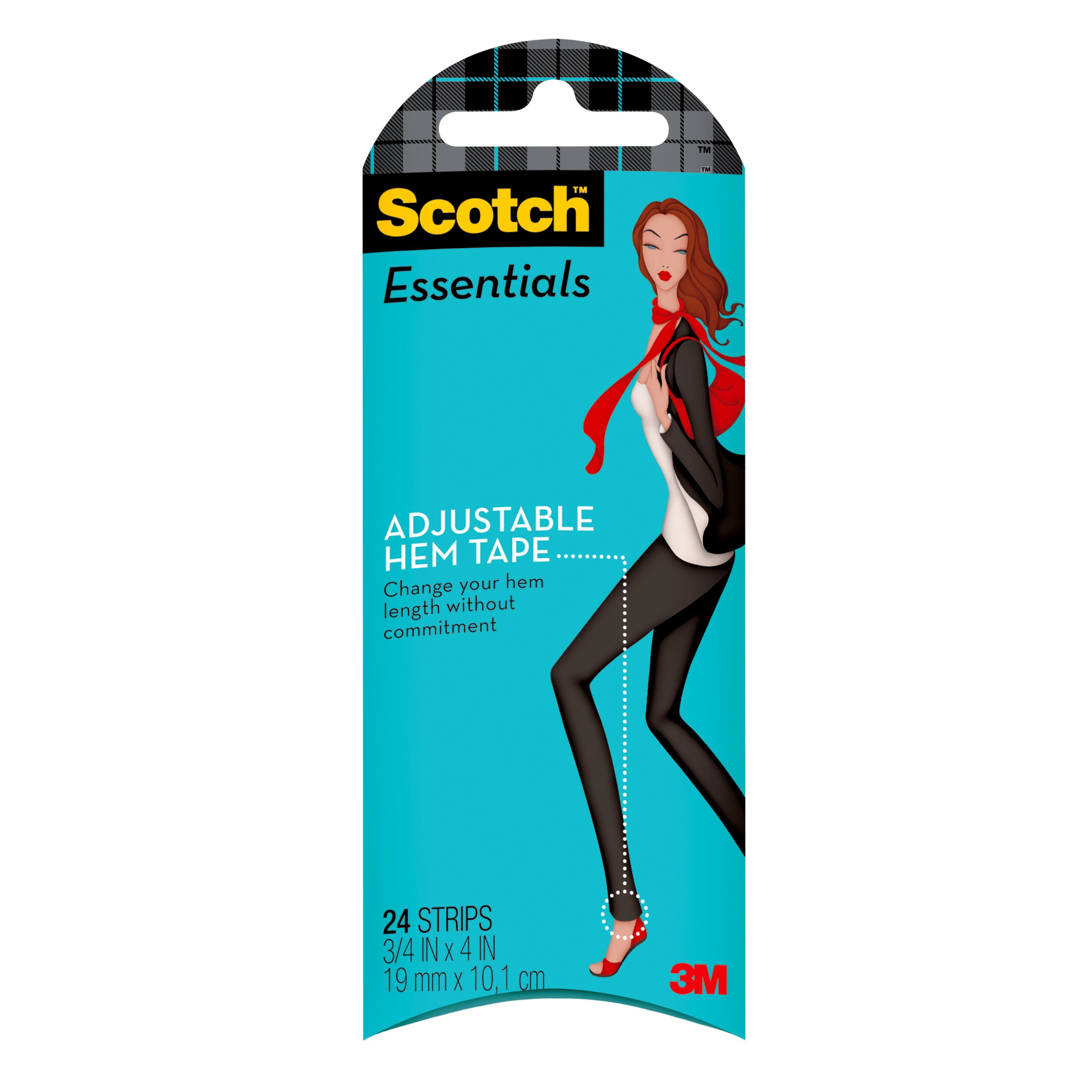 Scotch™ Essentials Adjustable Hem Tape, 3/4 in x 4 in, 24 Strips/Pack