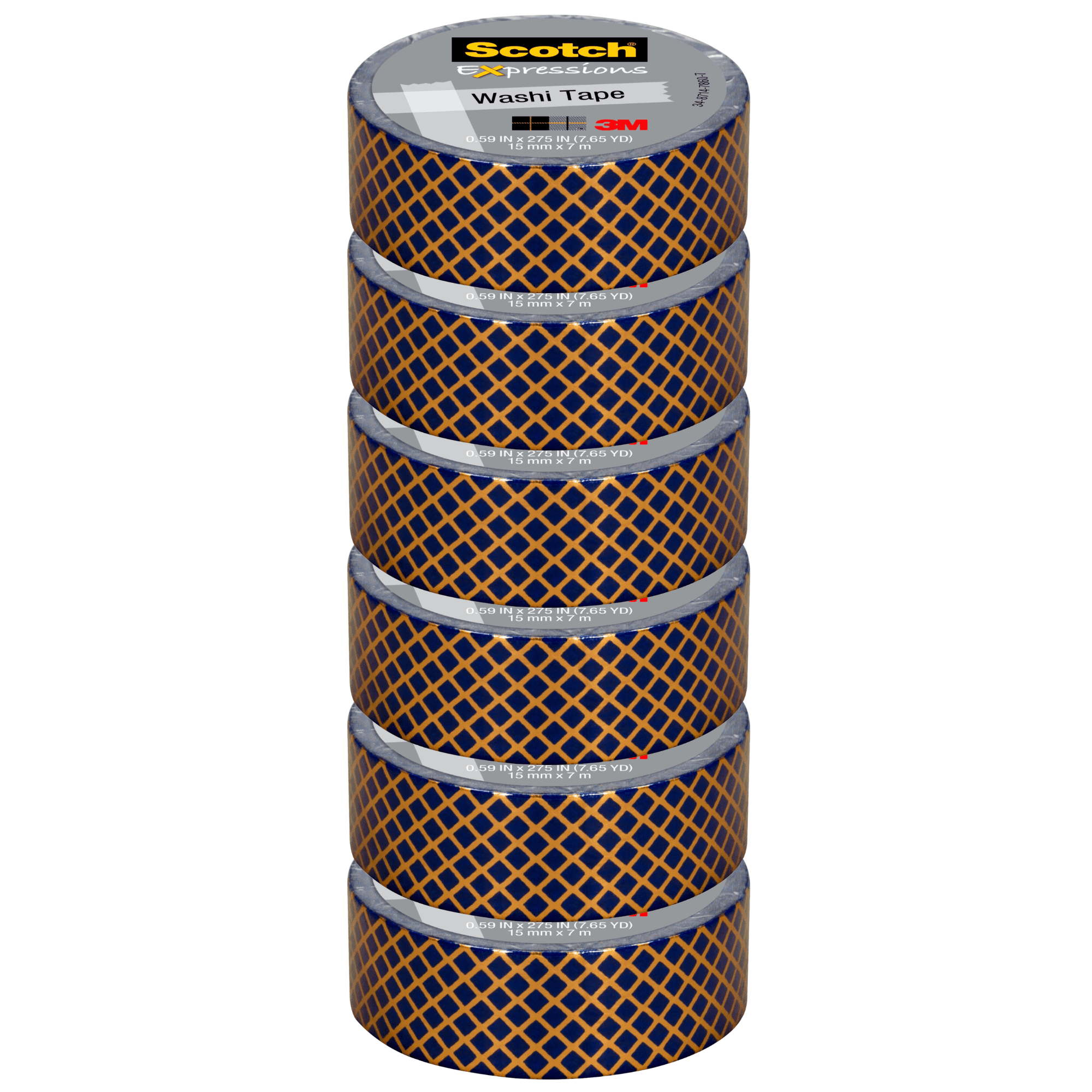 Scotch Expressions Foil Washi Tape: 0.59 in. x 393 in. (Navy Blue & Gold) [6-pack]