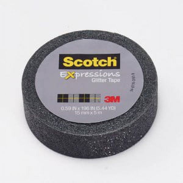 Scotch Expressions Glitter Tape C514-BLK, .59 in x 196 in (15 mm x 5 m) Black Glitter