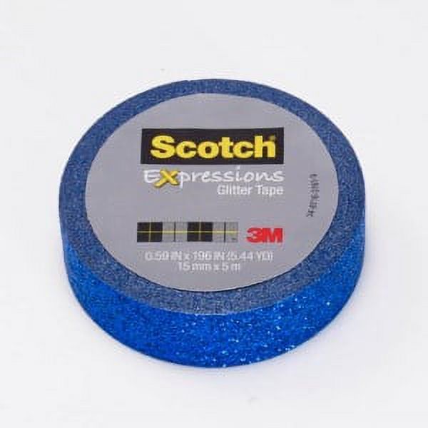 Scotch Expressions Glitter Tape C514-BLU2, .59 in x 196 in (15 mm x 5 m) Dark Blue Glitter