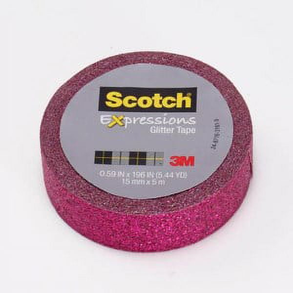 Scotch Expressions Glitter Tape C514-PNK, .59 in x 196 in (15 mm x 5 m), Hot Pink Glitter