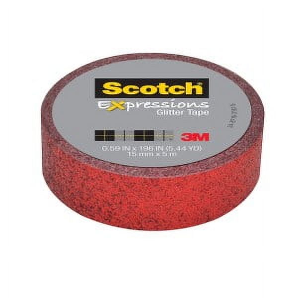 Scotch Expressions Glitter Tape C514-RED, .59 in x 196 in (15 mm x 5 m) Red Glitter
