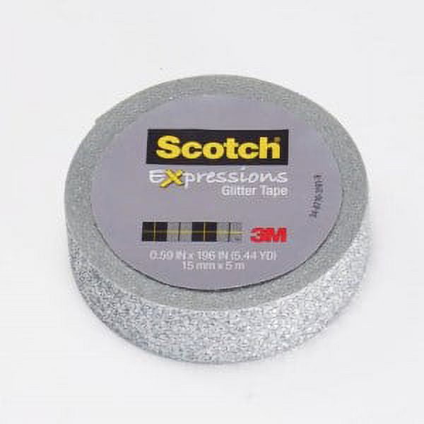 Scotch Expressions Glitter Tape C514-SIL, .59 in x 196 in (15 mm x 5 m) Silver Glitter