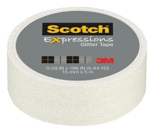 Scotch Expressions Glitter Tape C514-WHT, .59 in x 196 in (15 mm x 5 m), White Glitter