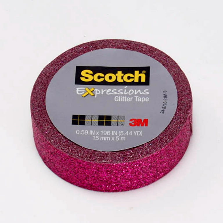 WAS185 Syntego glitter Washi Tape Decorative craft Self Adhesive Stick On  Sticky glitter Trim (Shocking Pink)