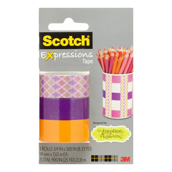 Scotch Expressions Magic Tape, 0.75 x 300 in., Assorted Colors, 3 Count