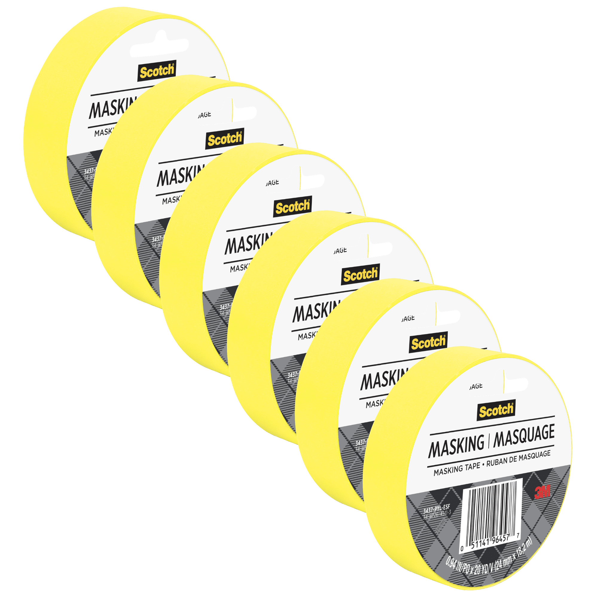 Scotch Expressions Masking Tape: 0.94 in. x 60 ft. (Primary Yellow) [6-pack]