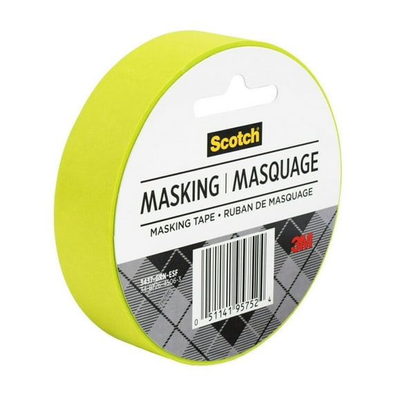 Scotch® Expressions Masking Tape, 3" Core, 0.94" X 20 Yds, Lemon Lime 3437-GRN