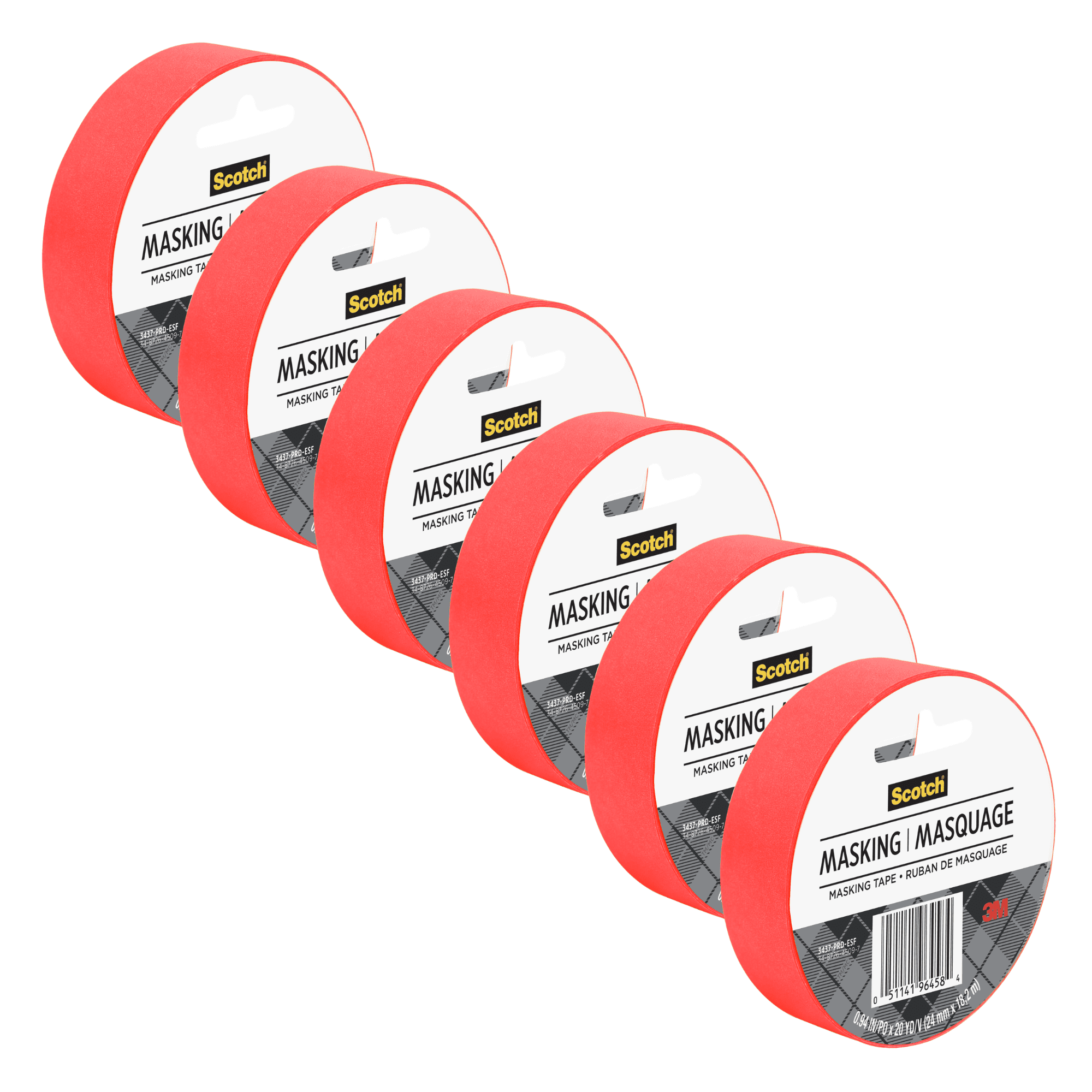 Scotch Expressions Masking Tape: 0.94 in. x 60 ft. (Primary Red) [6-pack]