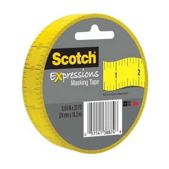 Scotch Expressions Masking Tape 3437-P5, .94 in x 20 yd (24 mm x 18,2 m), Ruler