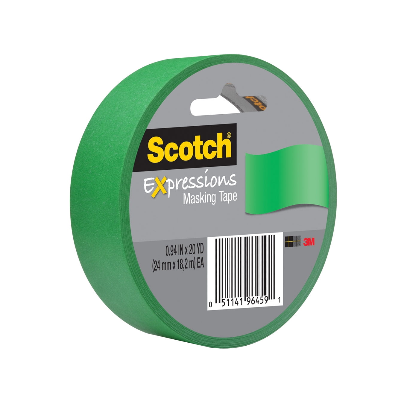 Scotch Expressions Masking Tape, 3437-PGR-ESF, Primary Green