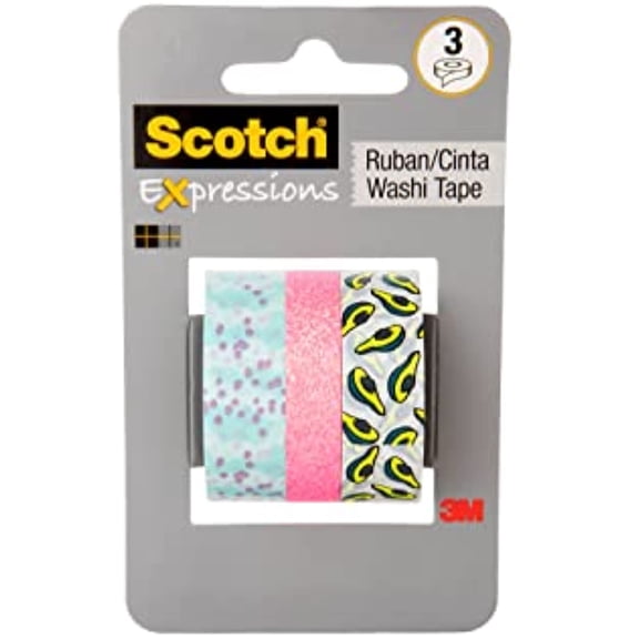 Scotch Expressions Washi Tap, 3 Rolls, Great for Decorating and Crafts (C1017-3-P32)