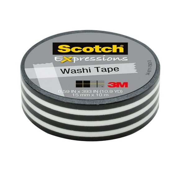 Scotch Expressions Washi Tape, Black Stripe, .59" x 393", 1 Roll