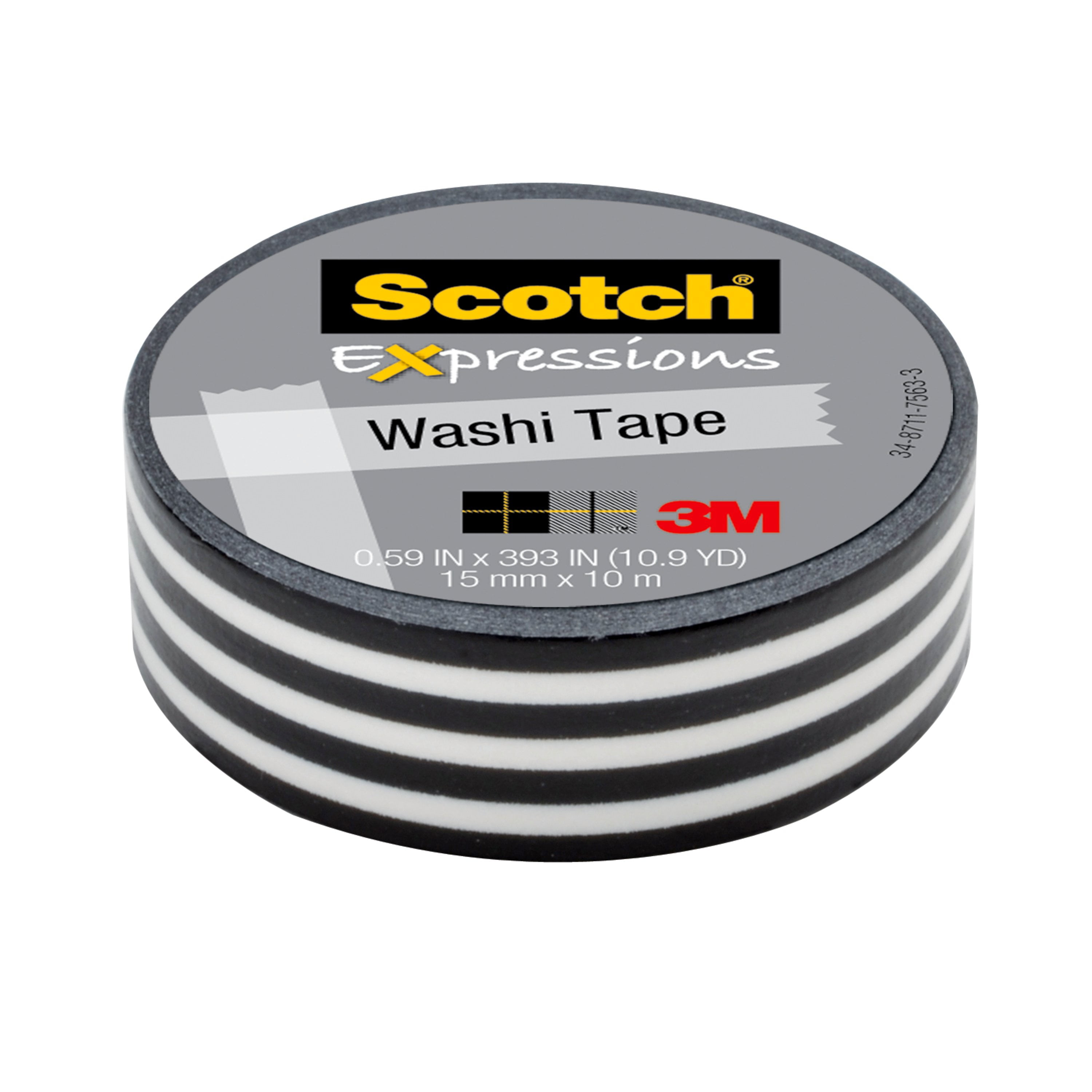 Scotch Expressions Washi Tape, 5/8 x 393, Black Stripe