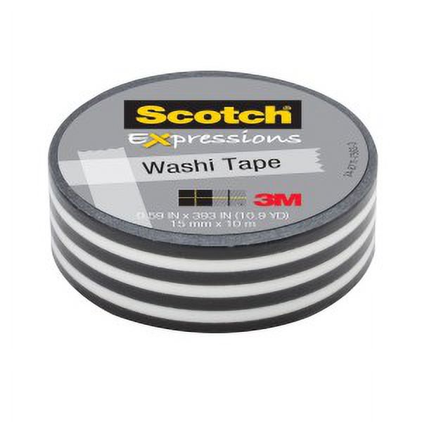 Scotch Expressions Washi Tape C314-P43, .59 in x 393 in (15 mm x 10 m) Black Stripe
